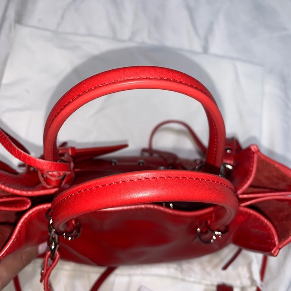 Auth BALENCIAGA Papier Mini Red Leather Tote Bag - Picture 3 of 14